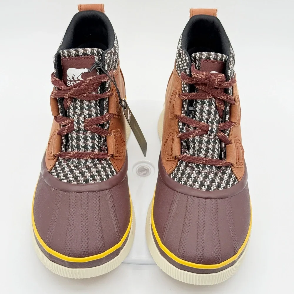 Sorel Out N About Classic Boots 7.5 Womens Rustic Brown / Plaid Waterproof NEW